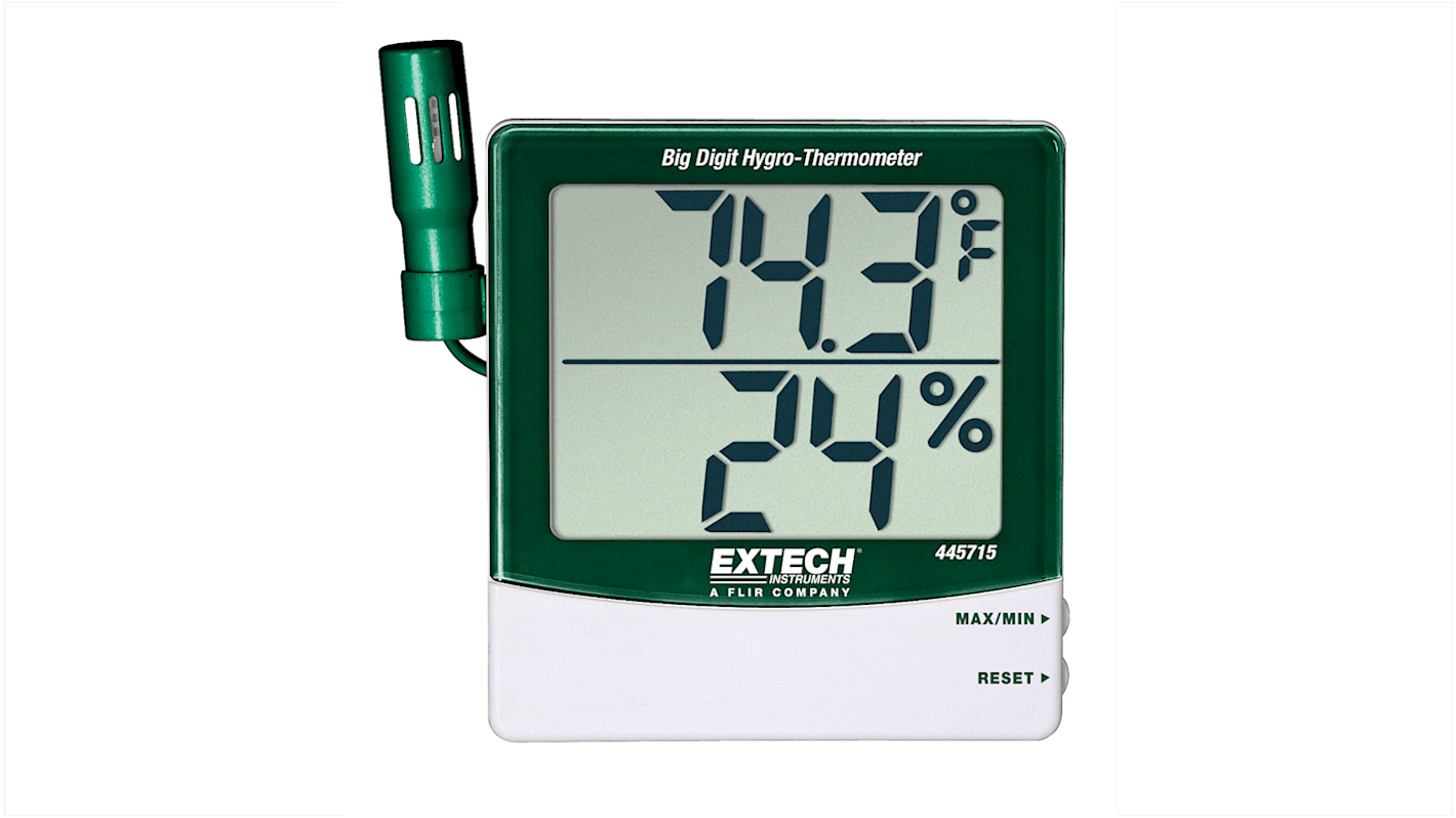 Extech 445715 Digital Hygrometer, ± 4 %RH Accuracy, +60°C Max, 99%RH Max