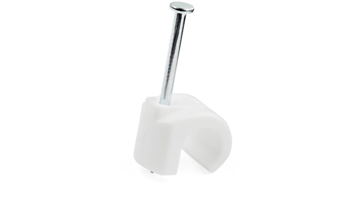 StarTech.com White Polyethylene Cable Clips With Nail, 10mm Max. Bundle