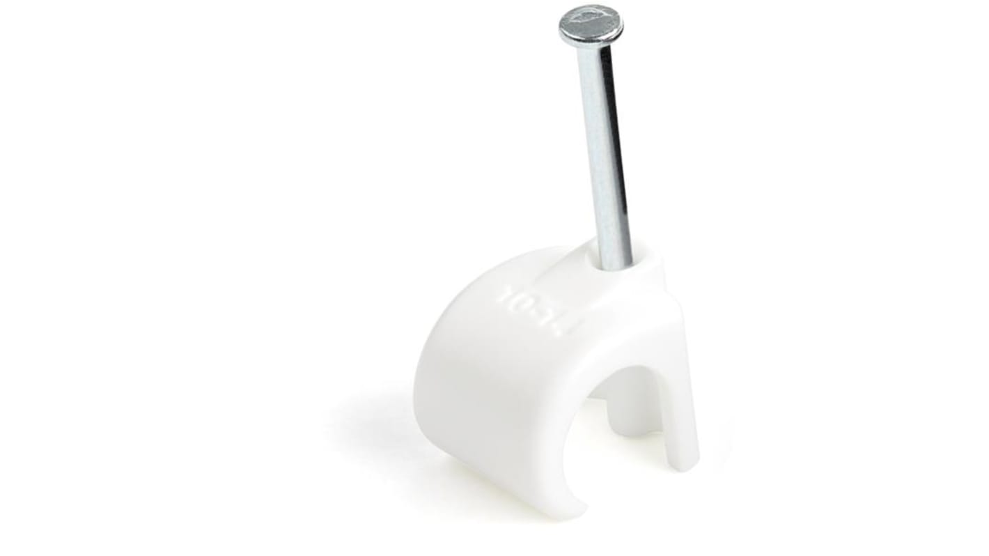 StarTech.com White Polyethylene Cable Clips With Nail, 14mm Max. Bundle