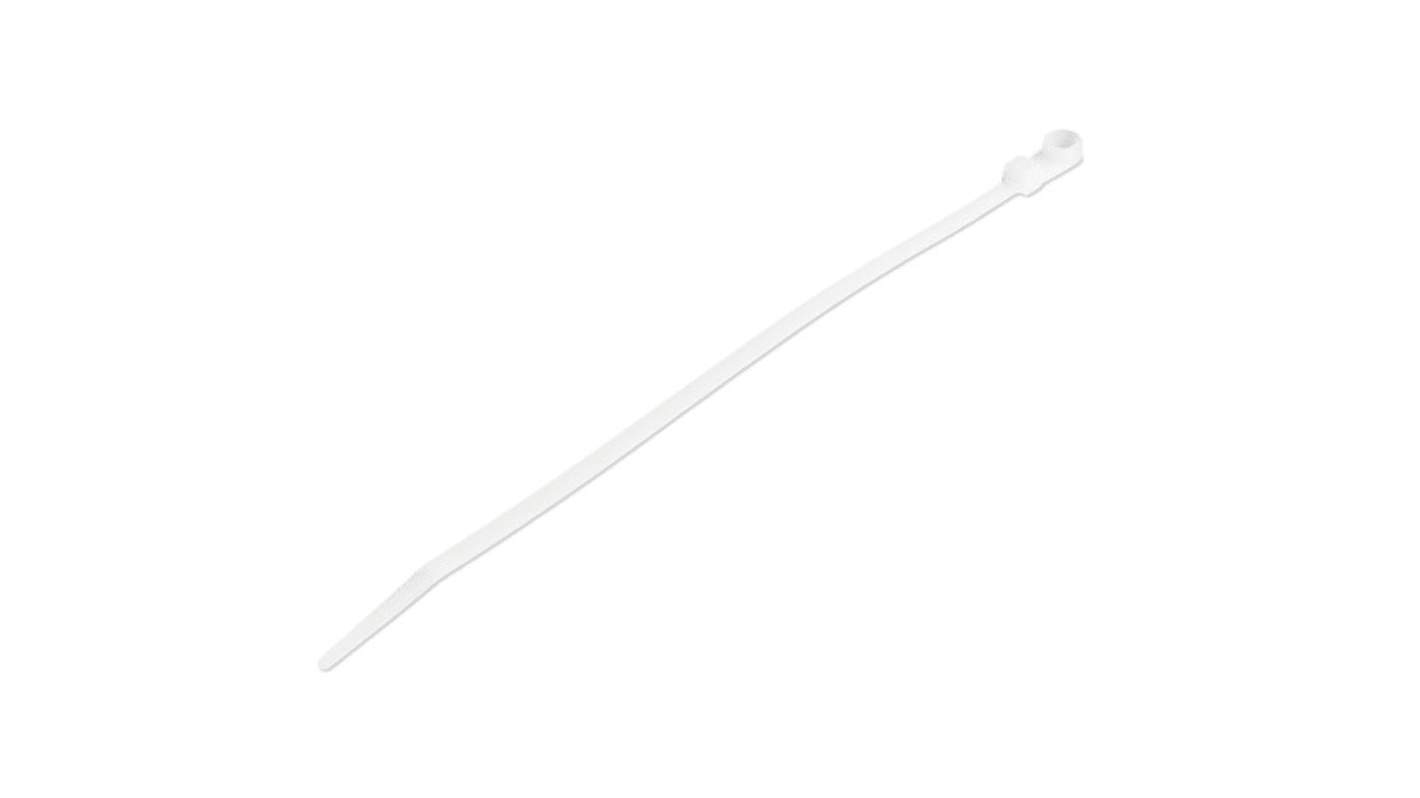 StarTech.com Cable Tie, Cable Ties With Mounting Hole, 219mm x 2.5 mm, White Nylon, Pk-100pack