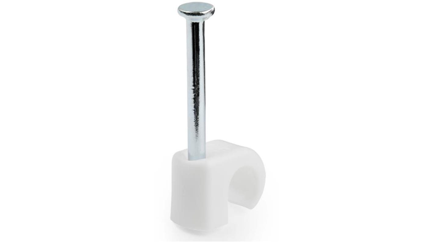 StarTech.com White Polyethylene Cable Clips With Nail, 7mm Max. Bundle