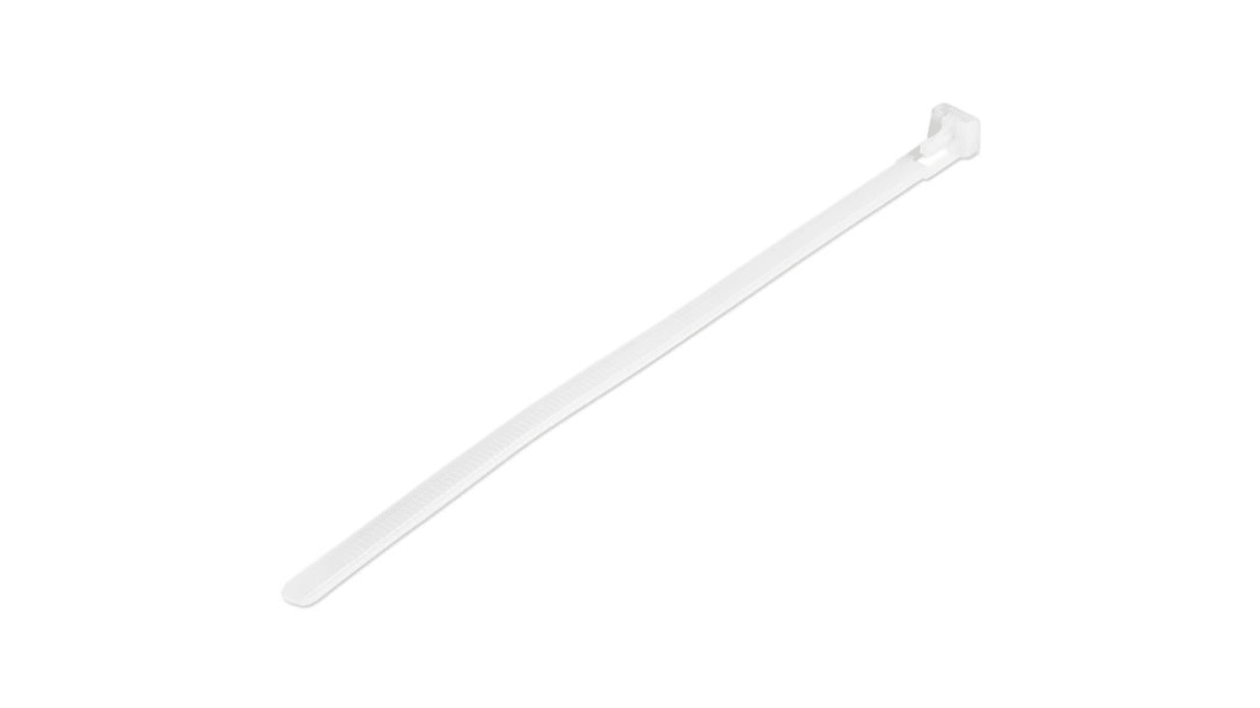 StarTech.com Cable Tie, Reuseable, 200mm x 8 mm, White Nylon, Pk-100pack