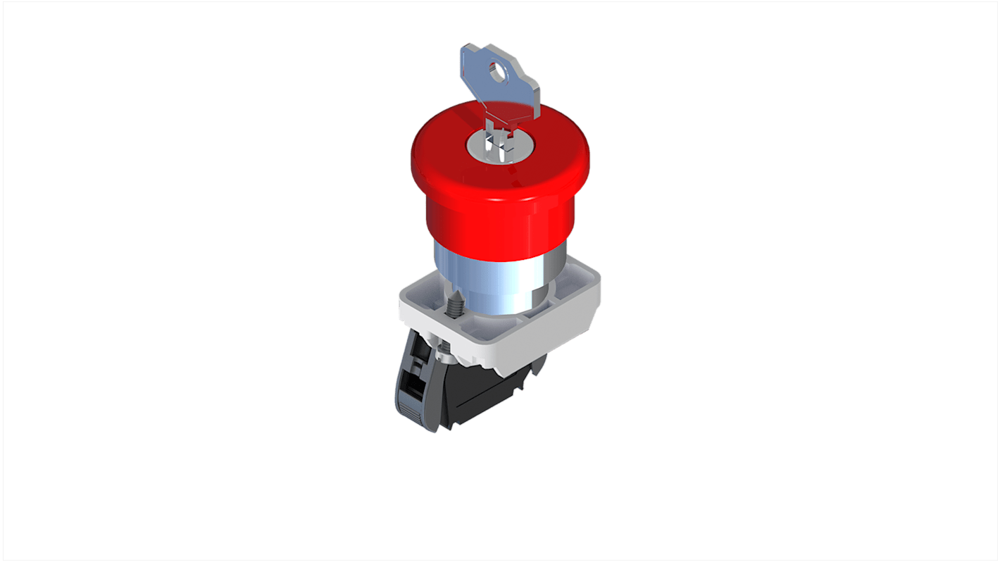 RS PRO Turn Key to Release Emergency Stop Push Button, Panel Mount, 22.5mm Cutout, 1NC, IP65