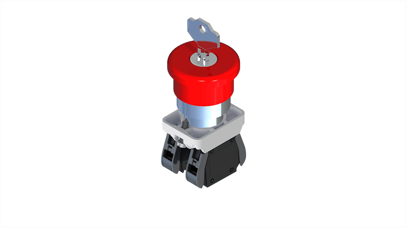 RS PRO Turn Key to Release Emergency Stop Push Button, Panel Mount, 22.5mm Cutout, 1 NC + 1 NO, IP65