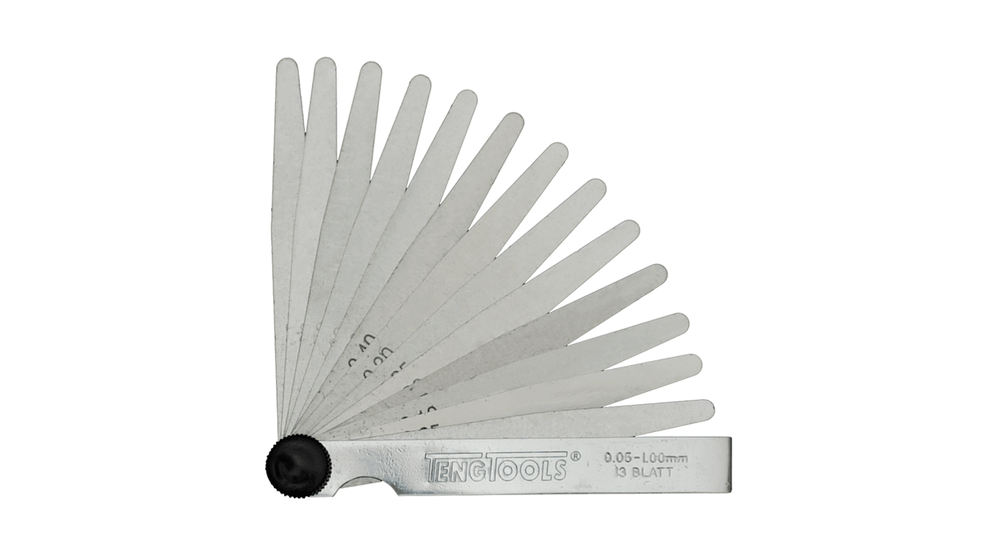 Teng Tools FG13100 Hardened Rolled Steel Feeler Gauge 0.05 - 1.0mm, 13 Blades