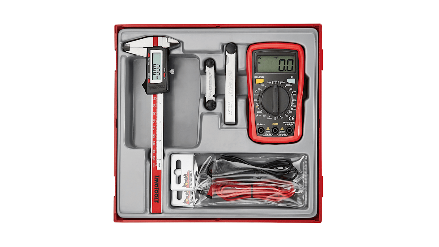 Kit de mesure Teng Tools Pied à coulisse numérique, jauge d'épaisseur, multimètre, jauge de filetage