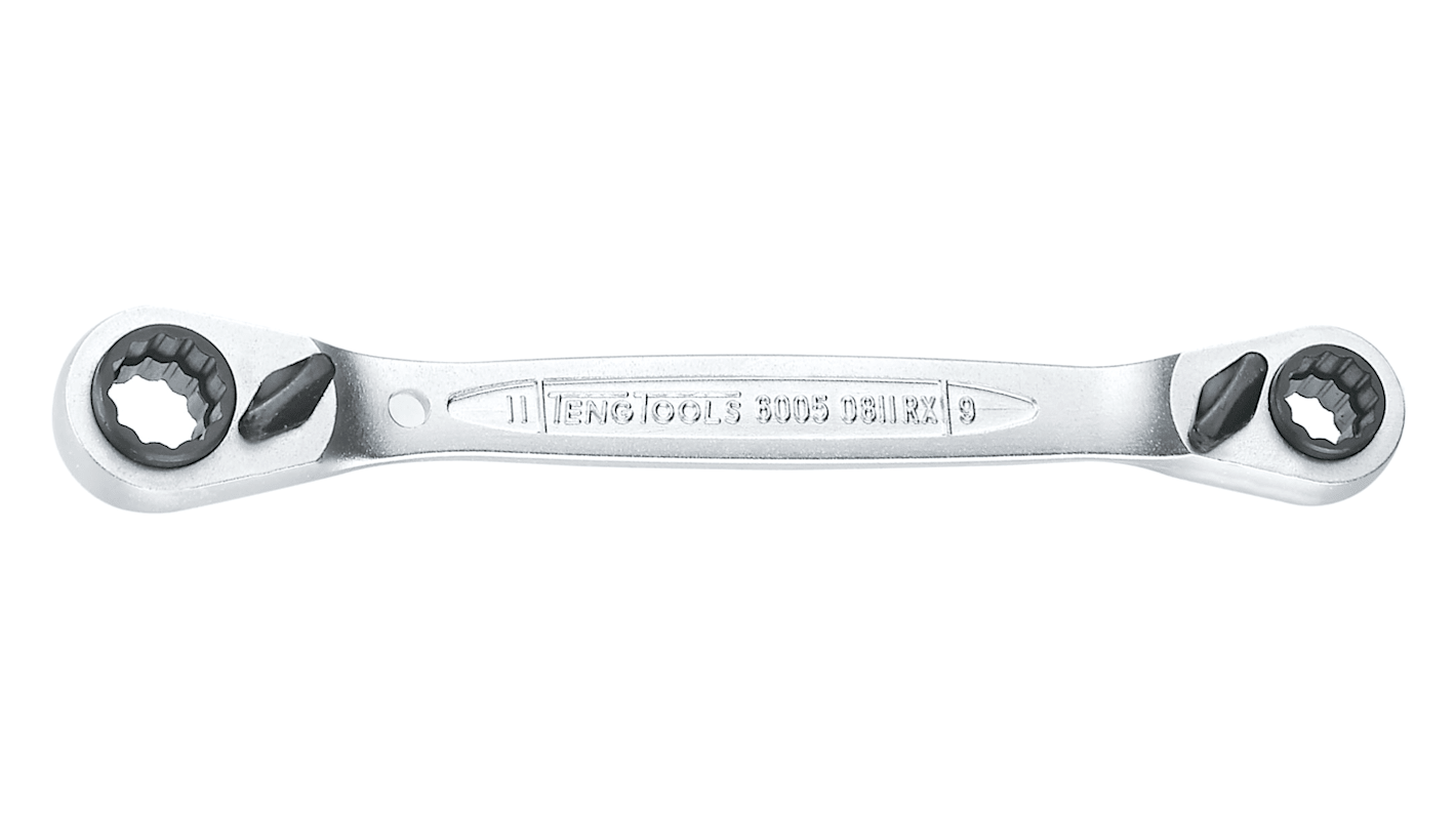Teng Tools Ratchet Ring Spanner, 12 x 13 mm, 14 x 15 mm, Double Ended, 190 mm Overall