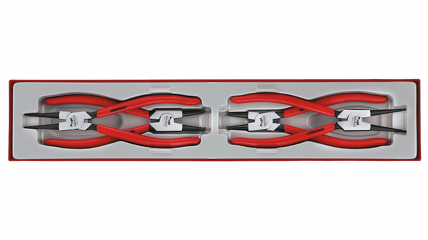 Teng Tools TTX474-9 4-Piece Circlip Pliers, 115 mm Overall, Straight Tip