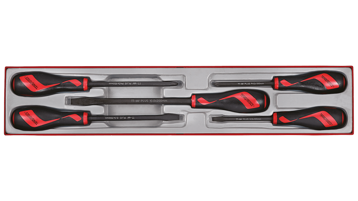 Teng Tools Flat, Phillips Standard Screwdriver, 5-Piece