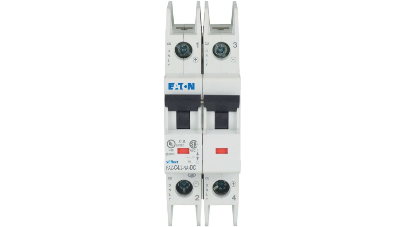 Eaton xEffect xE?ect - FAZ-NA-DC MCB, 2P, 4A Curve C, 500V DC, 10 kA Breaking Capacity