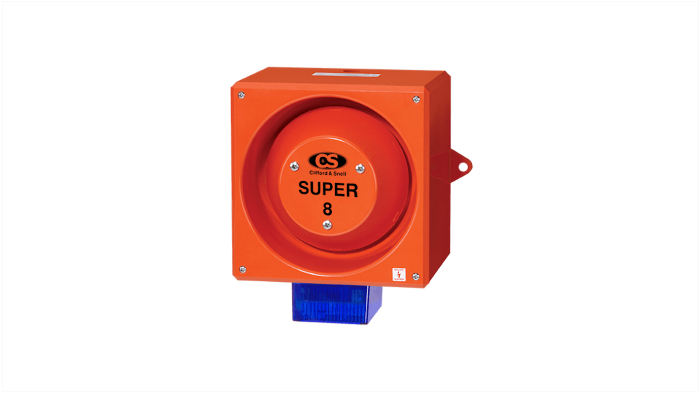 Clifford & Snell YL80 Super Series Blue Sounder Beacon, 24 V dc, IP66, Wall Mount, 120dB at 1 Metre