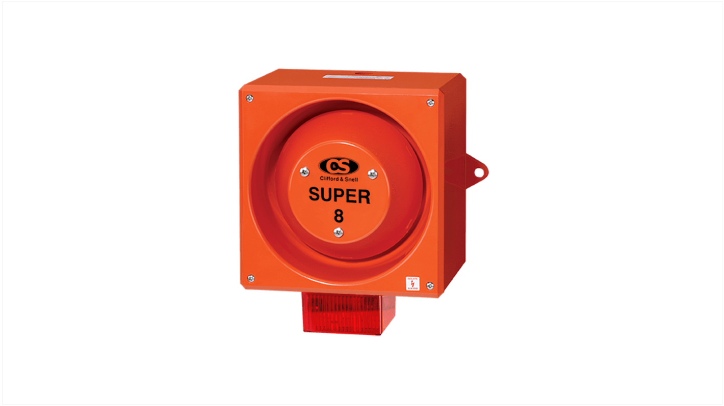 Clifford & Snell YL80 Super Series Red Sounder Beacon, 48 V dc, IP66, Wall Mount, 120dB at 1 Metre