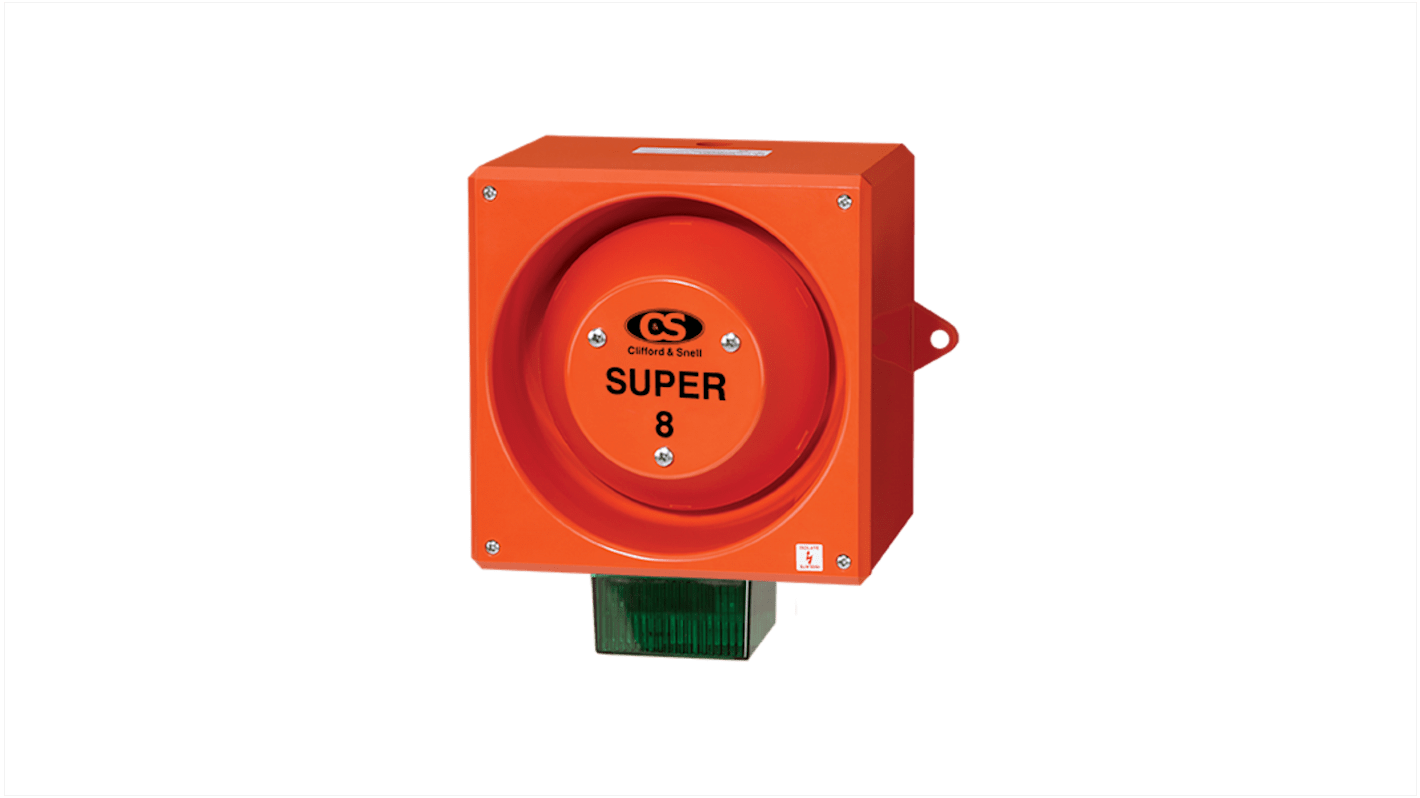 Clifford & Snell 声光报警器, 48 V 直流电源, 1米外120dB, IP66, 绿色灯罩, YL80 Super系列