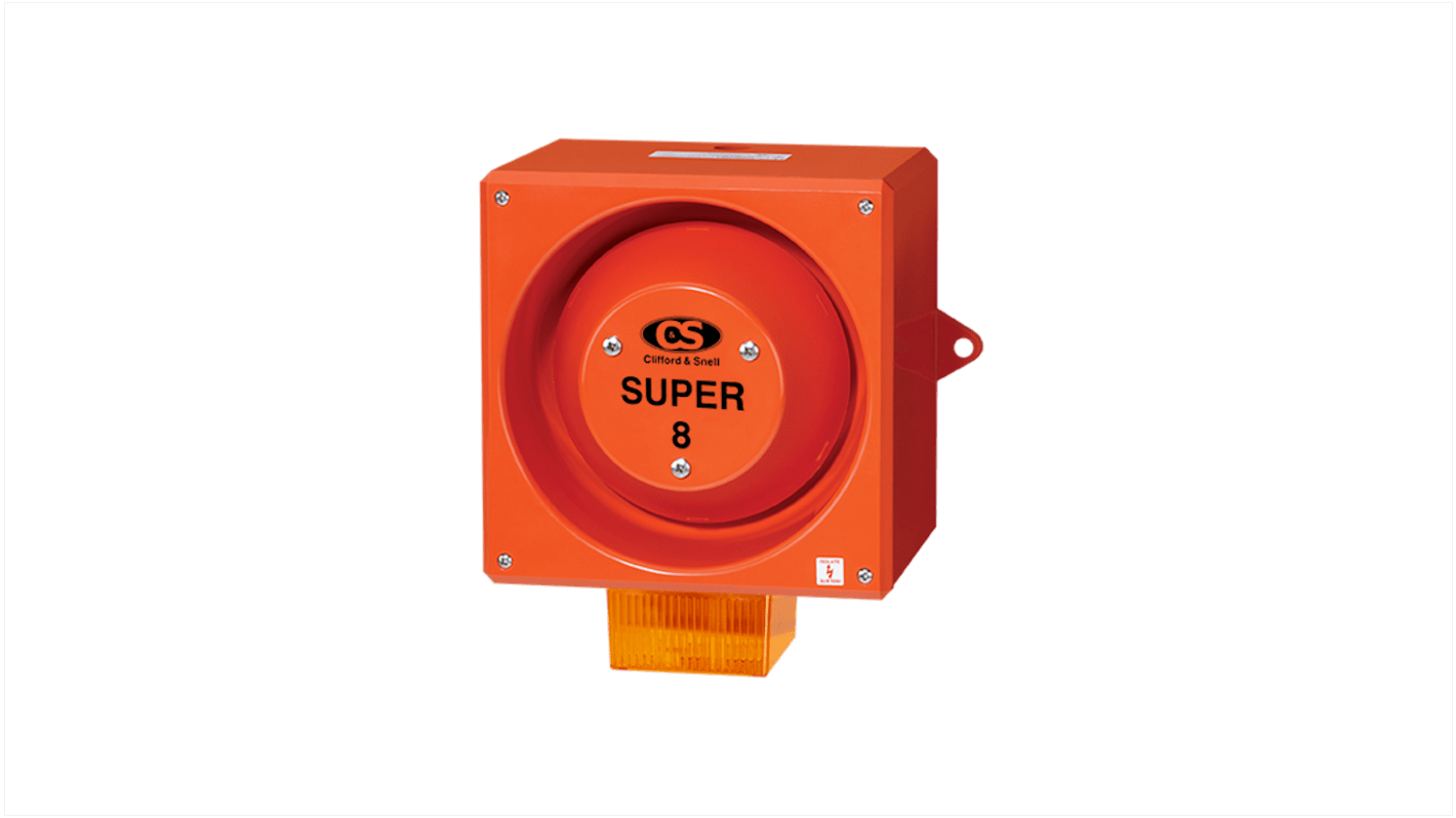 Clifford & Snell YL80 Super Series Amber Sounder Beacon, 115 V ac, IP66, Wall Mount, 120dB at 1 Metre