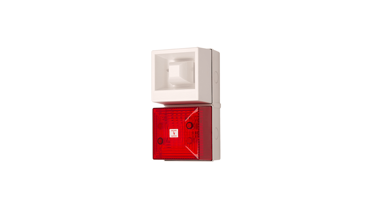 Clifford & Snell YL40 Series Red Sounder Beacon, 24 V dc, IP65, Wall Mount, 108dB at 1 Metre
