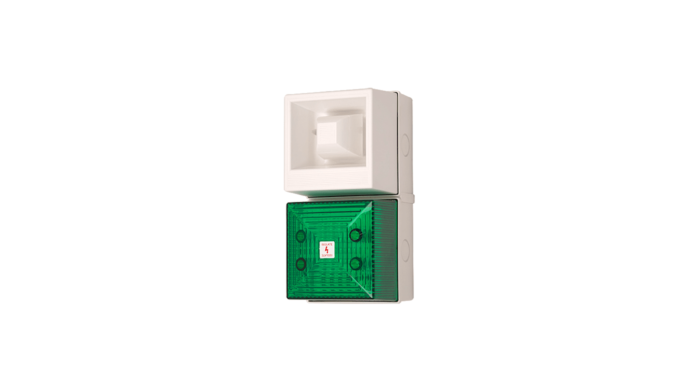 Clifford & Snell YL40 Series Green Sounder Beacon, 24 V dc, IP65, Wall Mount, 108dB at 1 Metre