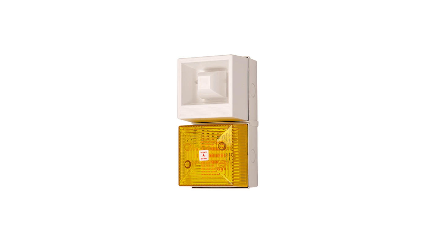 Clifford & Snell YL40 Series Yellow Sounder Beacon, 24 V dc, IP65, Wall Mount, 108dB at 1 Metre