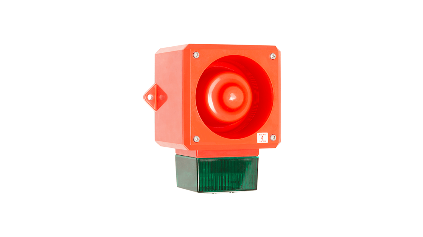 Clifford & Snell YL50 Series Green Sounder Beacon, 24 V dc, IP66, Wall Mount, 112dB at 1 Metre