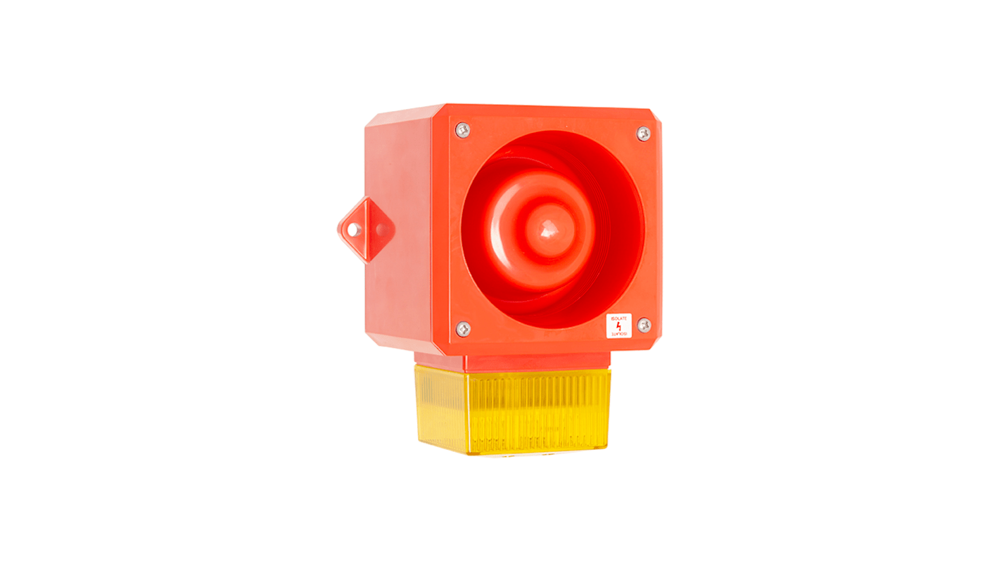 Clifford & Snell YL50 Series Yellow Sounder Beacon, 230 V ac, IP66, Wall Mount, 112dB at 1 Metre