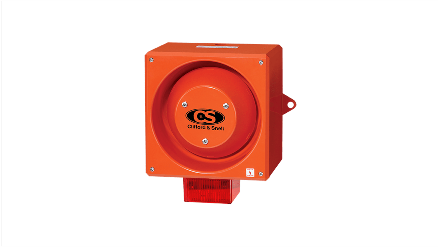 Clifford & Snell YL80 Series Red Sounder Beacon, 48 V dc, IP66, Wall Mount, 116dB at 1 Metre