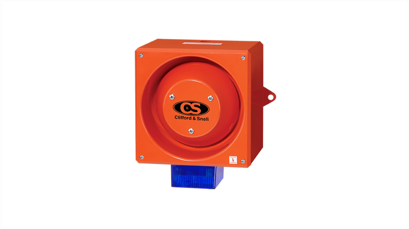 Clifford & Snell YL80 Series Blue Sounder Beacon, 48 V dc, IP66, Wall Mount, 116dB at 1 Metre