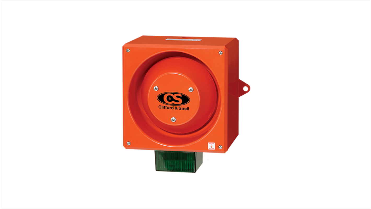 Clifford & Snell YL80 Series Green Sounder Beacon, 115 V ac, IP66, Wall Mount, 116dB at 1 Metre