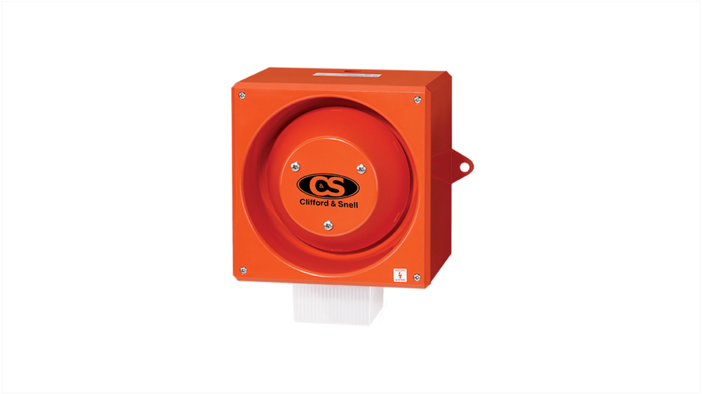 Clifford & Snell YL80 Series Opal Sounder Beacon, 115 V ac, IP66, Wall Mount, 116dB at 1 Metre