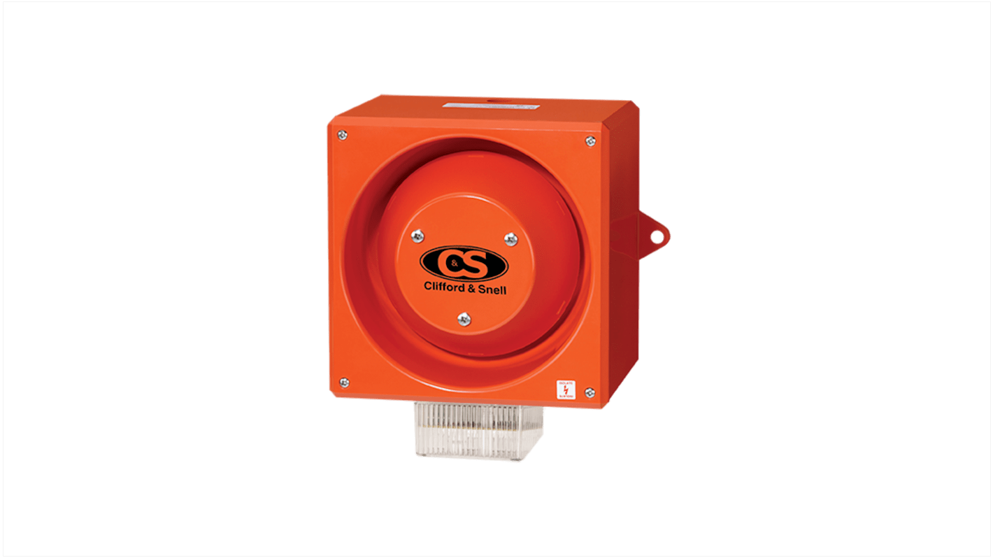 Clifford & Snell YL80 Series Clear Sounder Beacon, 115 V ac, IP66, Wall Mount, 116dB at 1 Metre