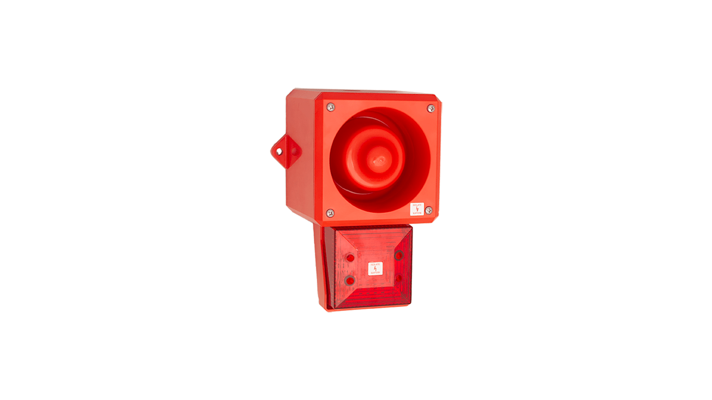 Clifford & Snell YL50 Hi Vis Series Red Sounder Beacon, 24 V dc, IP66, Wall Mount, 112dB at 1 Metre