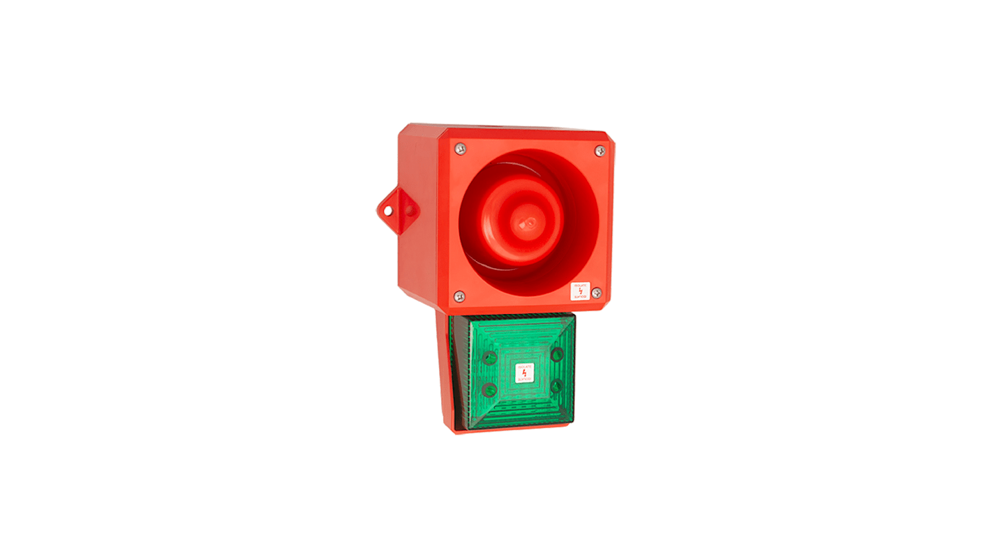 Clifford & Snell YL50 Hi Vis Series Green Sounder Beacon, 24 V dc, IP66, Wall Mount, 112dB at 1 Metre