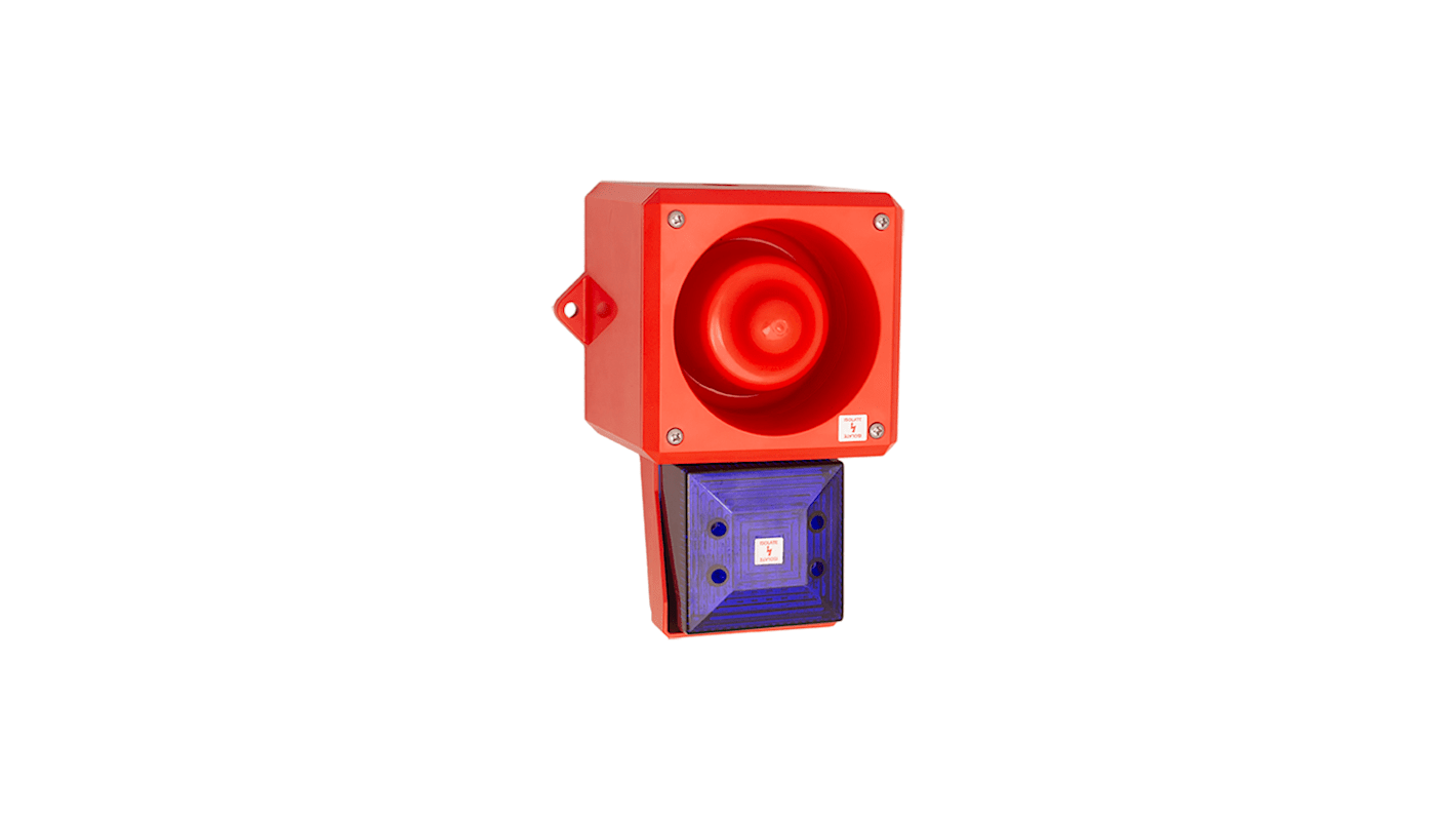 Clifford & Snell YL50 Hi Vis Series Blue Sounder Beacon, 24 V dc, IP66, Wall Mount, 112dB at 1 Metre