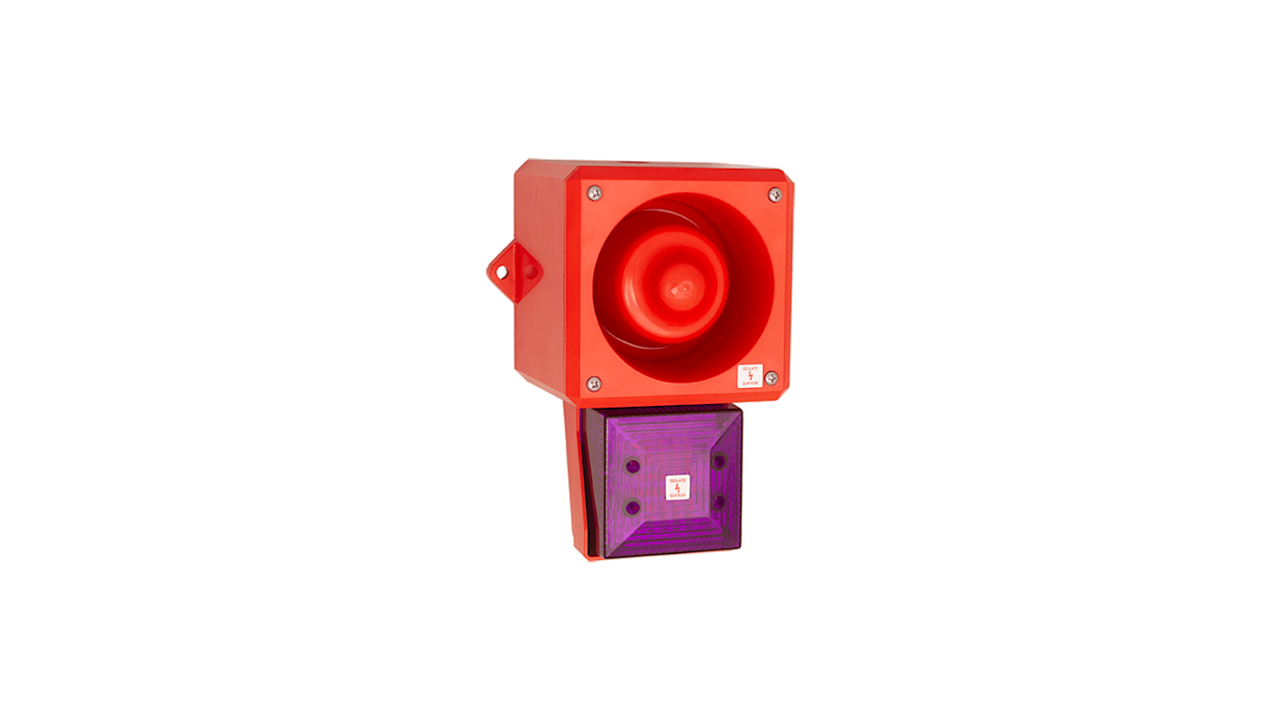 Clifford & Snell YL50 Hi Vis Series Magenta Sounder Beacon, 24 V dc, IP66, Wall Mount, 112dB at 1 Metre