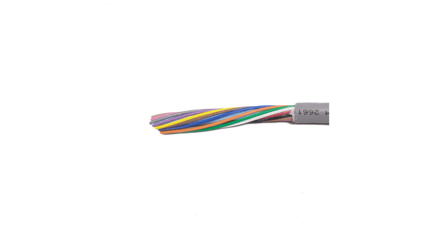 Alpha Wire 12芯电缆, 0.34 mm2, 22 AWG, 无屏蔽, 500ft长, 灰色聚氯乙烯 PVC护套