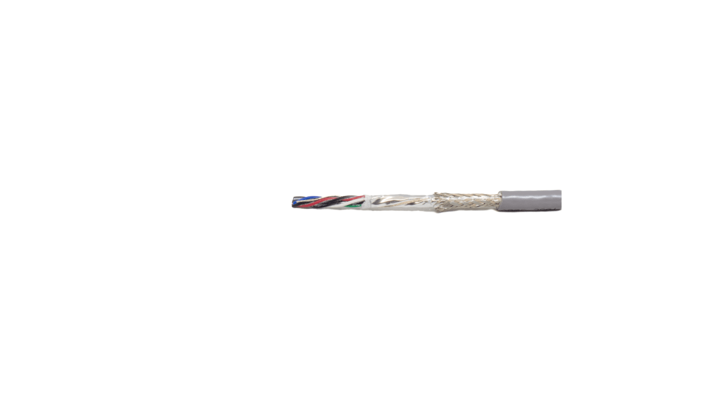 Alpha Wire 8640 Cable, 5 Cores, 0.08 mm2, 500ft, Grey PVC Sheath, 28 AWG