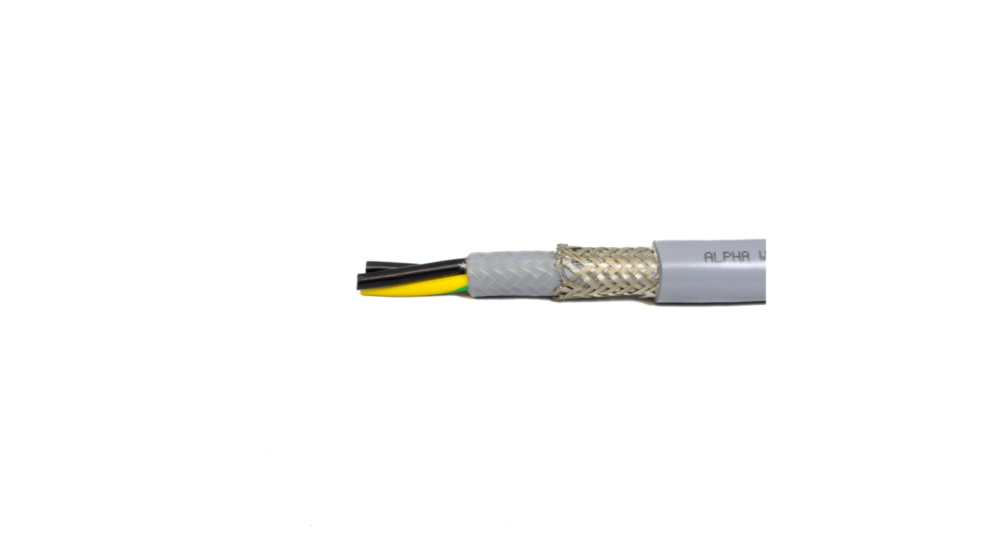 Alpha Wire 4芯电缆, 4 mm2, 12 AWG, 屏蔽, 500ft长, 灰色聚氯乙烯 PVC护套