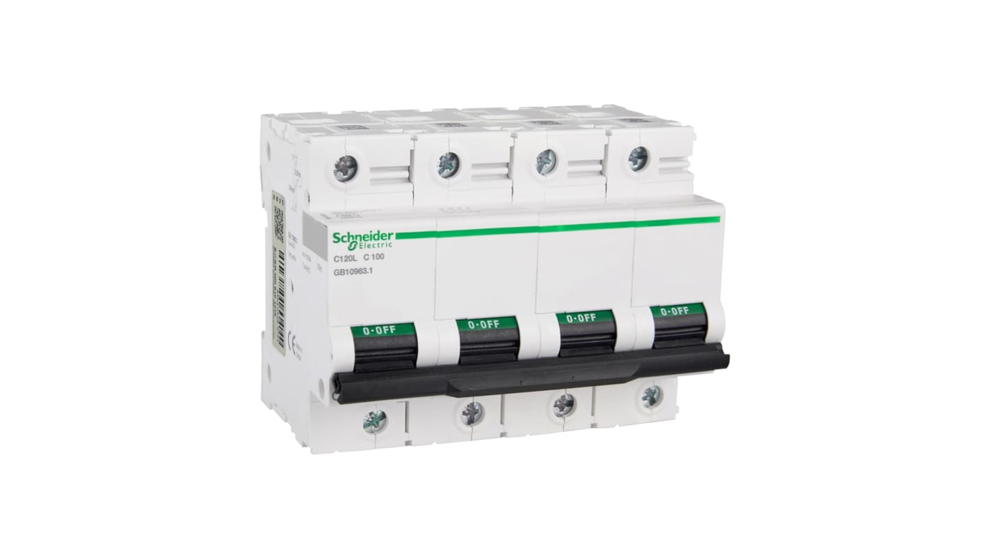 Schneider Electric C型MCB, 4极, 15 KA分断, 100A, 400VAC, C120系列