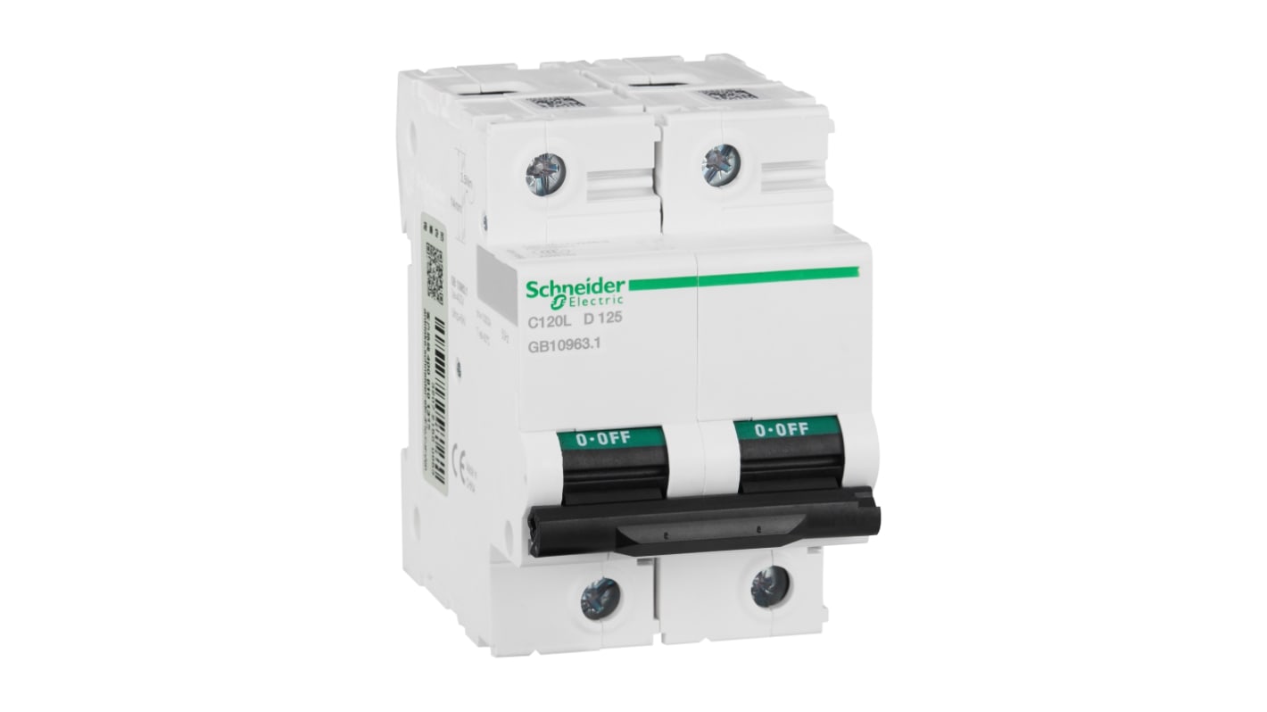 Schneider Electric D型MCB, 2极, 15 KA分断, 125A, 400VAC, Acti9系列
