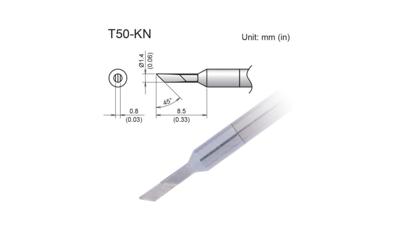 Hakko Loddespids FX9703 1,4 x 8,5 mm 45° Kniv, til FX9703