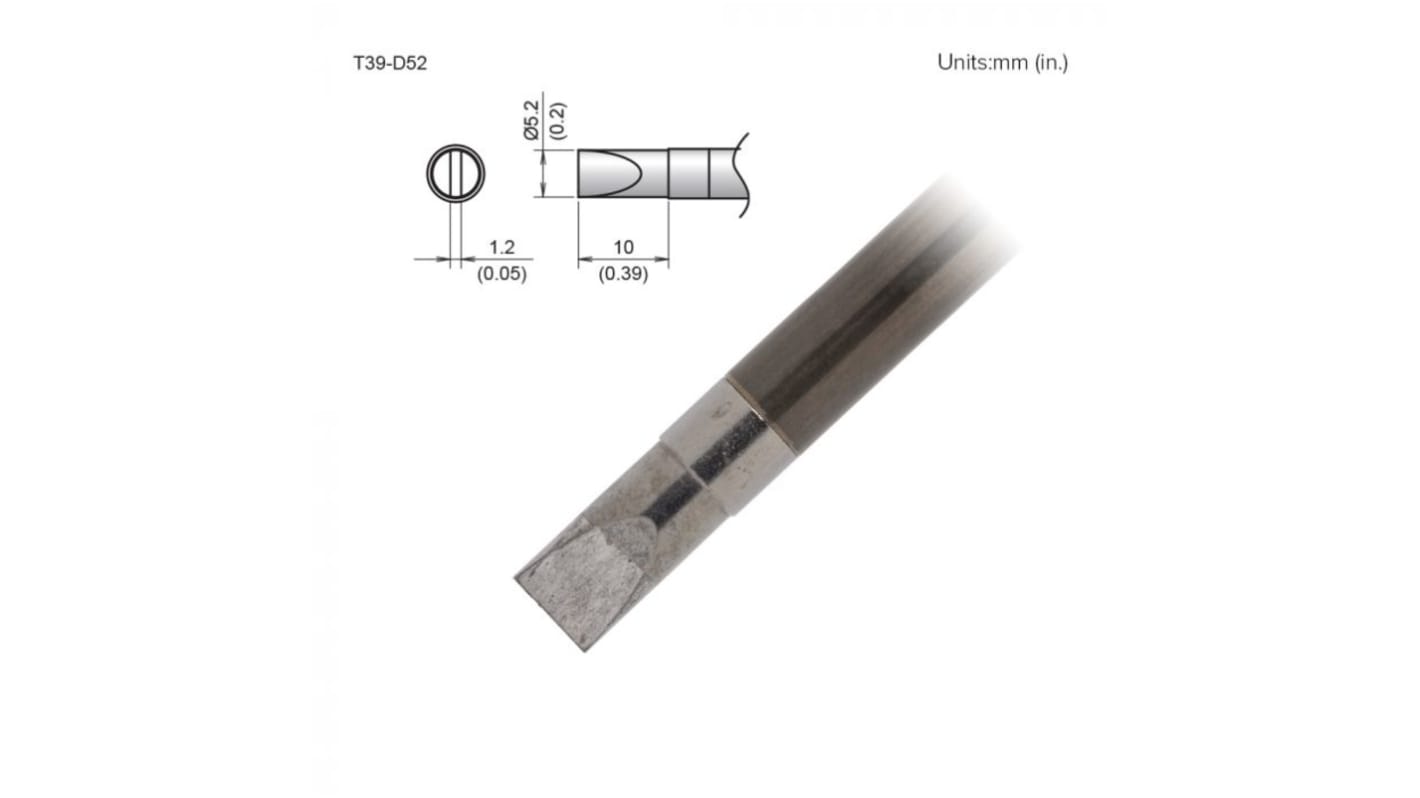 ハッコー はんだごて交換コテ先 T39シリーズ5.2 x 10 mm, チゼルT39-D52