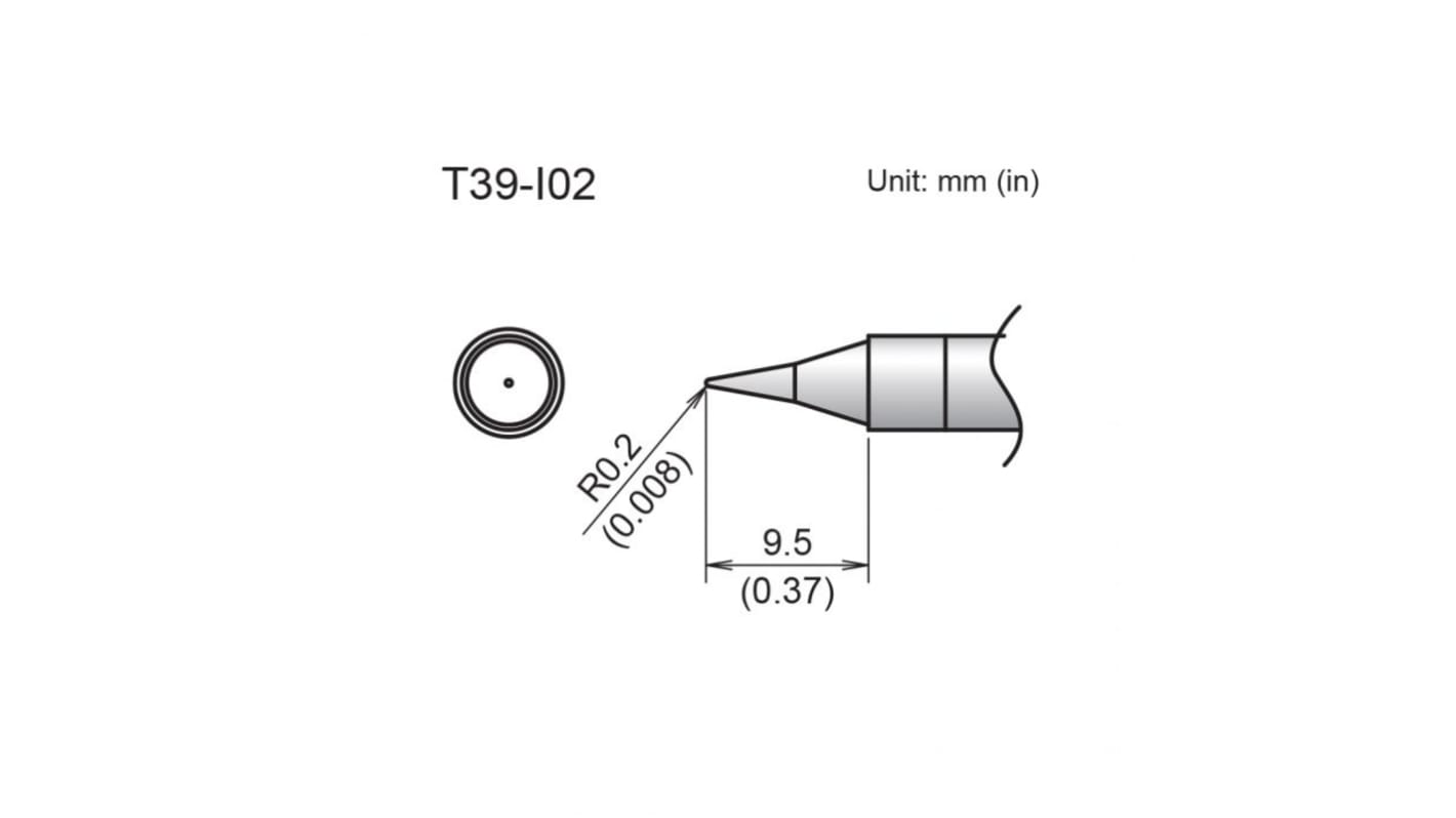 Hakko FX-9701/9702 R0.2 x 9.5 mm Micro Fine Soldering Iron Tip for use with FX-9701, FX-9702