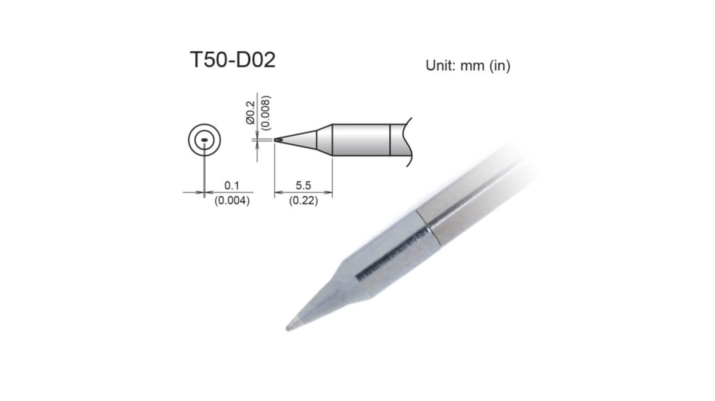 Punta saldatore Hakko FX9703, serie T50, 0,2 mm, forma: Scalpello