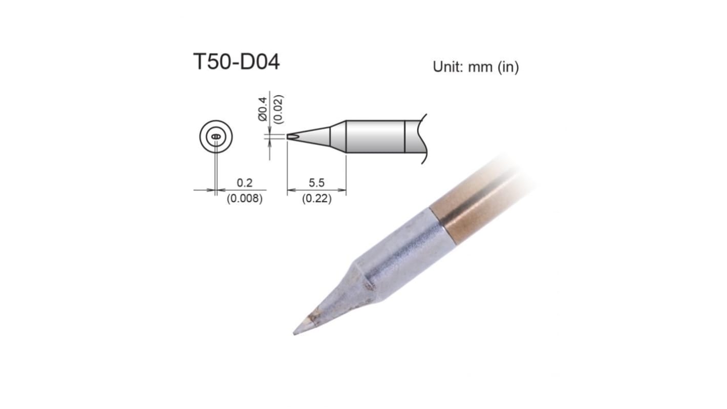 Punta saldatore Hakko FX9703, serie T50, 0,4 mm, forma: Scalpello