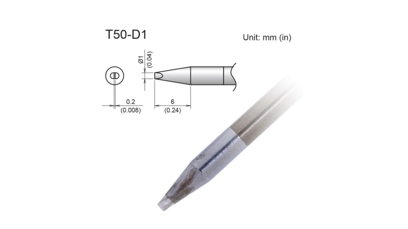 ハッコー はんだごて交換コテ先 T50シリーズ1 mm, チゼルT50-D1