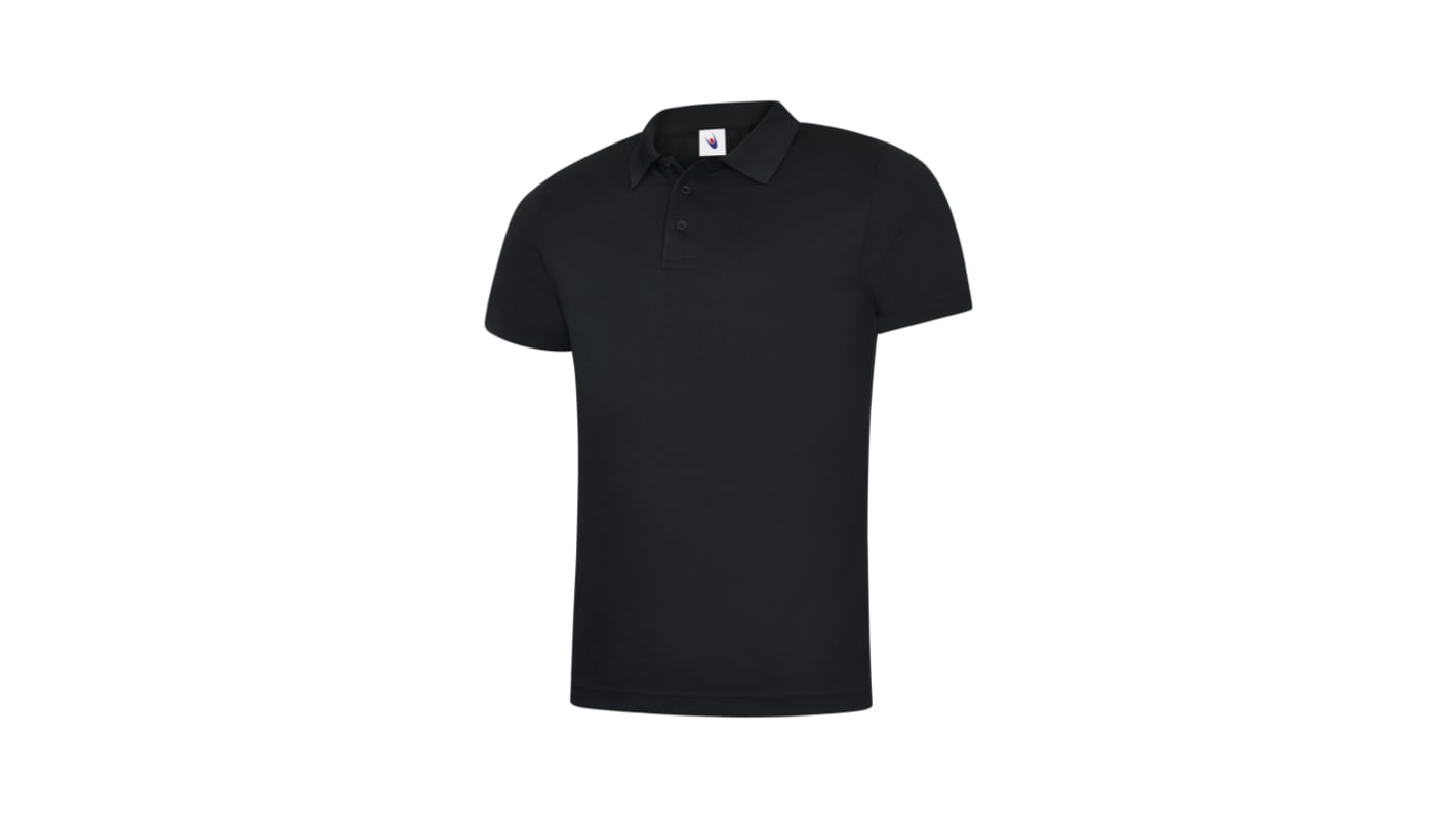 Uneek UC127 Black 100% Polyester Polo Shirt, UK- XL, EUR- XL