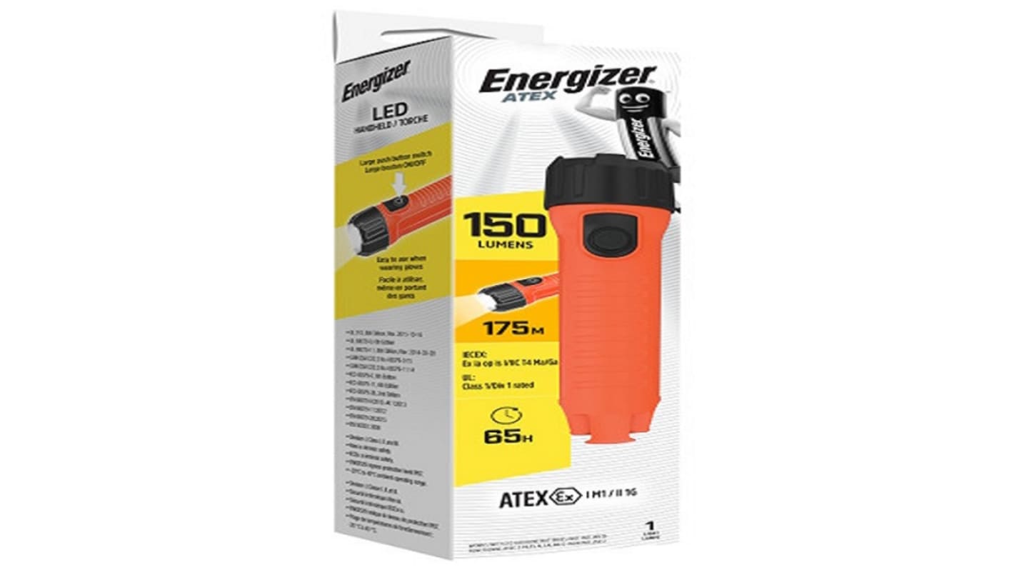 Energizer ATEX LED Torch Black, Orange 150 Lumens