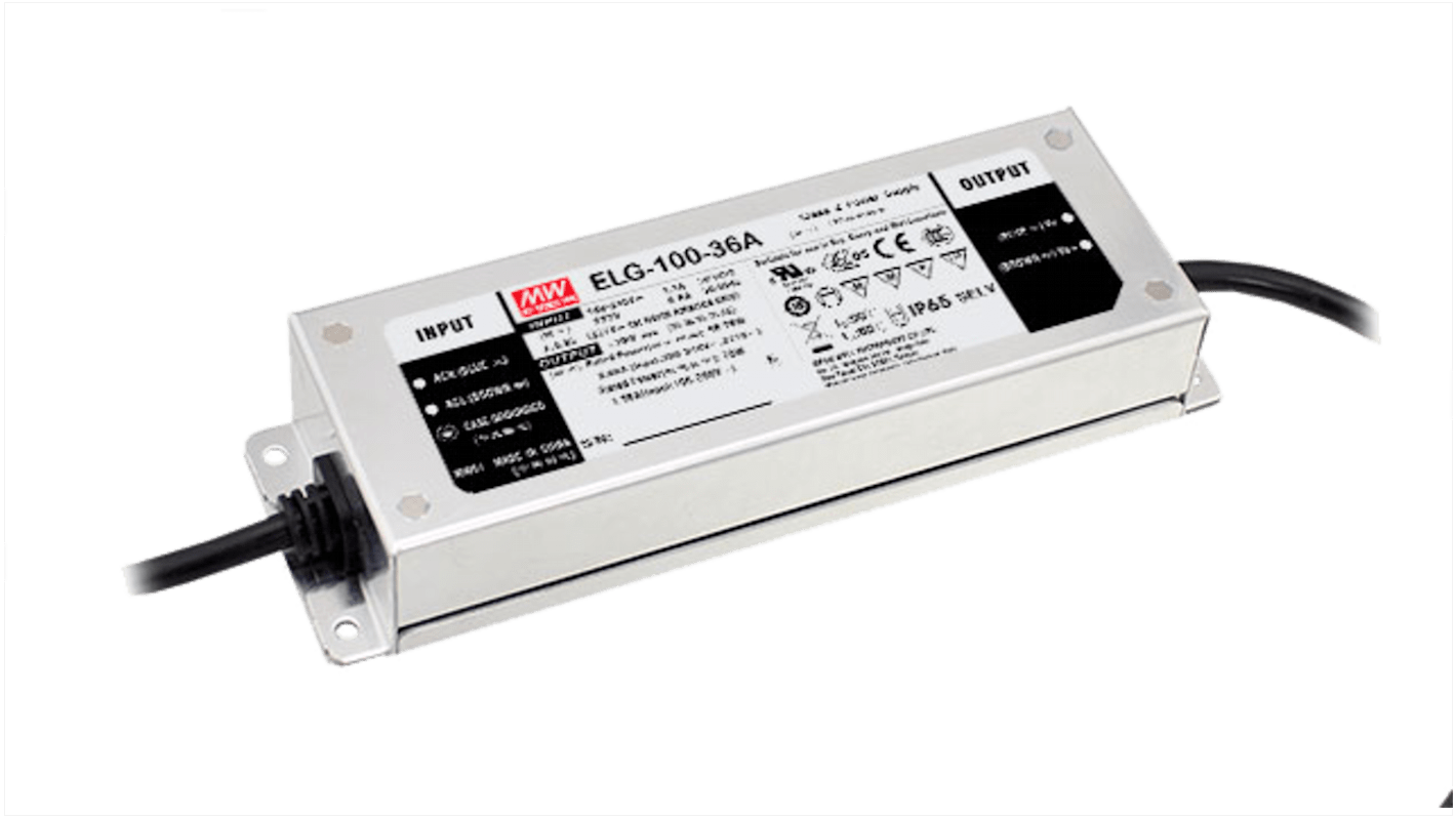 MEAN WELL LED Driver, 24V Output, 100W Output, 4A Output, Constant Current / Constant Voltage Dimmable