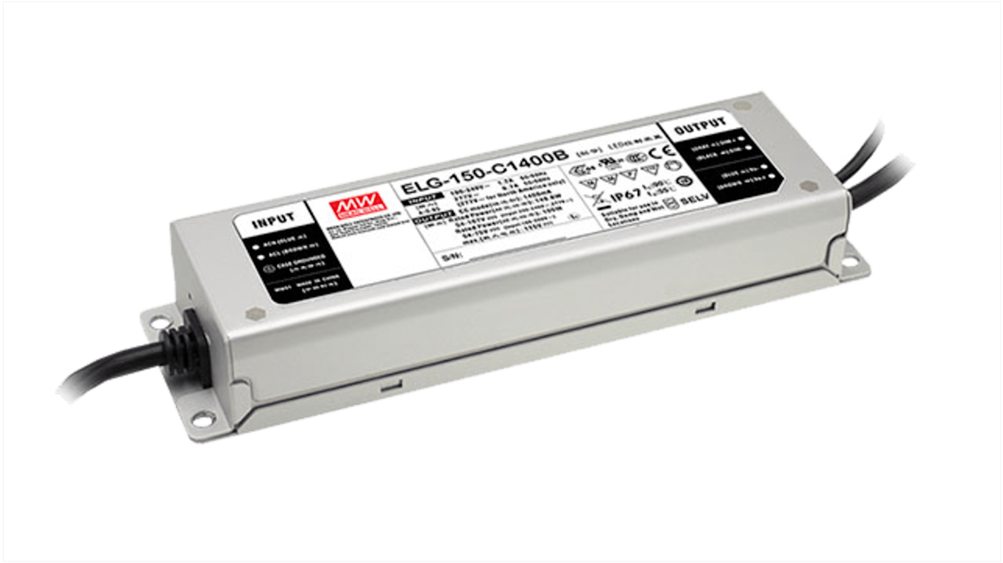 MEAN WELL LED Driver, 107V Output, 150W Output, 1.4A Output, Constant Current Dimmable