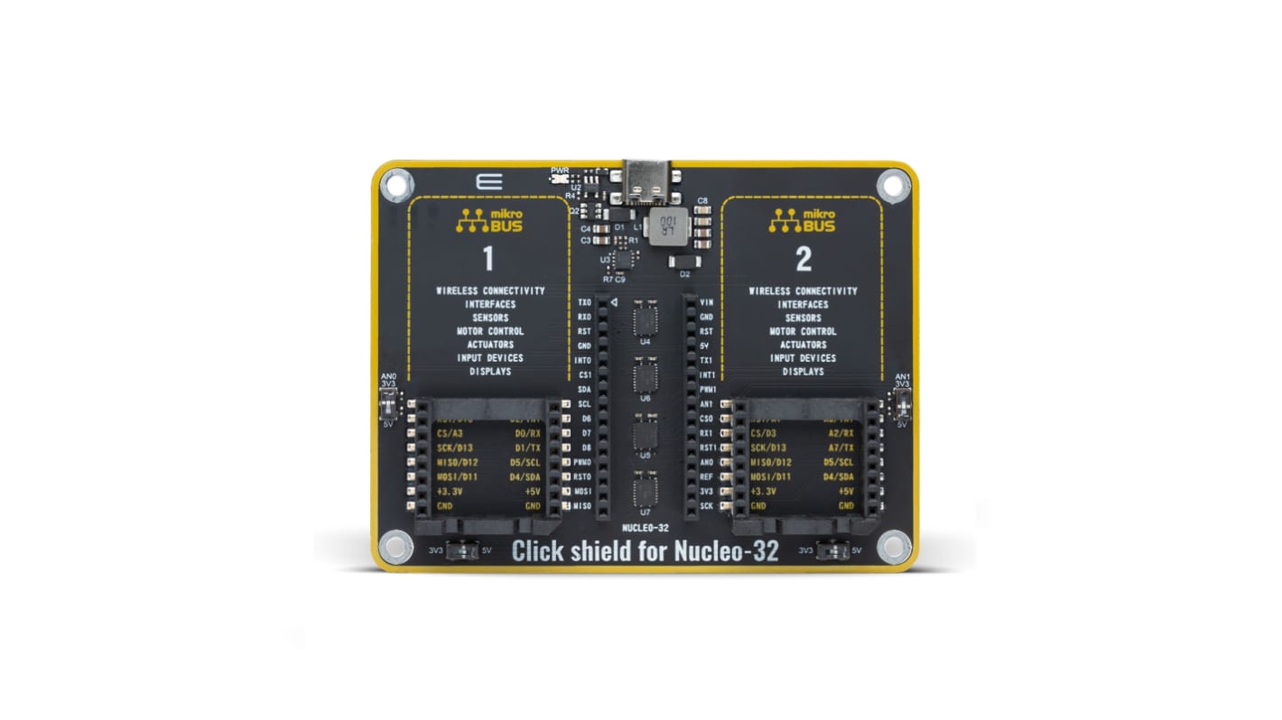 Brand-Rex マイクロコントローラ開発ツール, 開発 ボード, Click Shield For Nucleo-32, MIKROE-5177