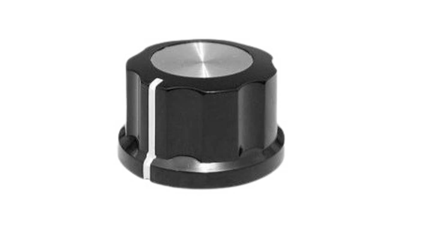 Manopola per potenziometro RS PRO, Ø 27mm, albero da 6.4mm, col. Nero
