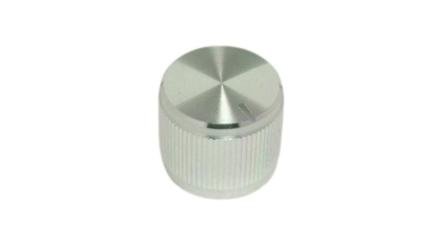 RS PRO 电位器旋钮, 6.4mm轴, Φ19mmx16mm高旋钮, 银色